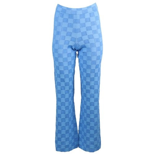 Pre-owned Solid & Striped Trousers In Blue