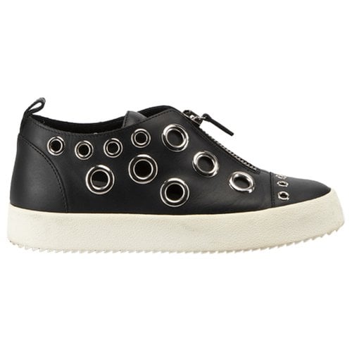 Pre-owned Giuseppe Zanotti Donna Leather Trainers In Black