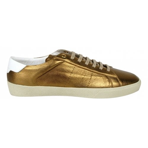 Pre-owned Saint Laurent Sl/06 Leather Low Trainers In Gold