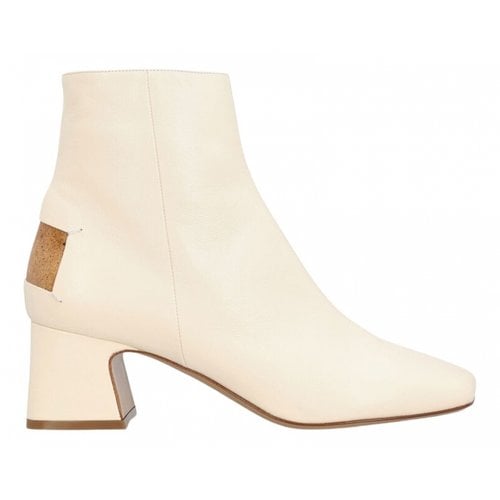 Pre-owned Maison Margiela Leather Ankle Boots In Beige
