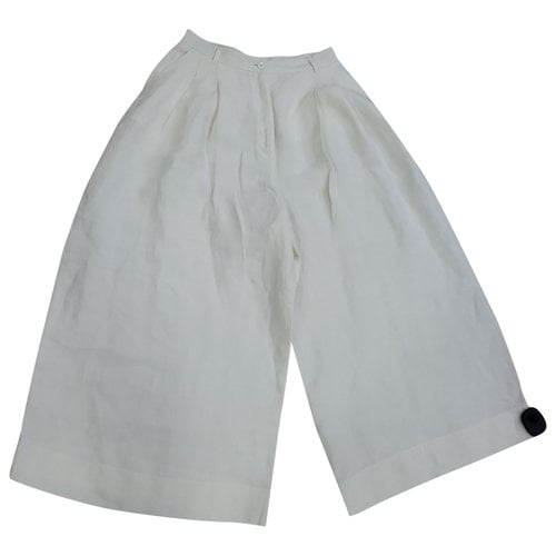 Pre-owned Dolce & Gabbana Linen Large Pants In White