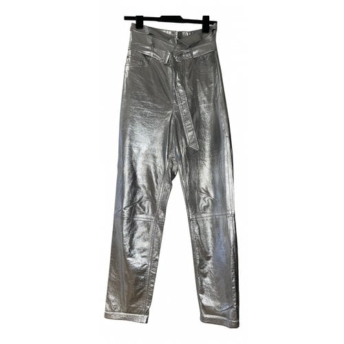 Pre-owned Iro Fall Winter 2019 Leather Trousers In Silver