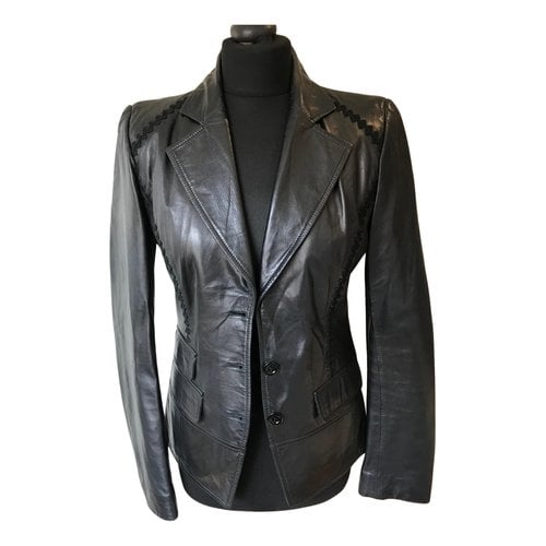 Pre-owned Joseph Leather Blazer In Black