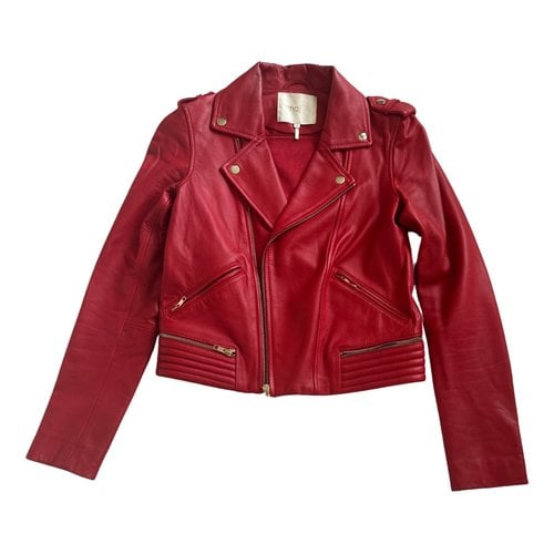 Pre-owned Maje Leather Jacket In Red