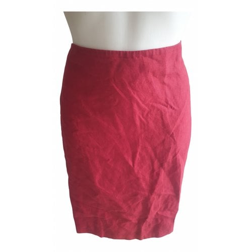 Pre-owned Ferragamo Linen Mid-length Skirt In Red
