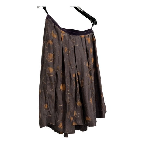 Pre-owned Tela Silk Mid-length Skirt In Brown