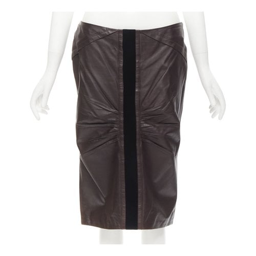 Pre-owned Gucci Leather Skirt In Burgundy