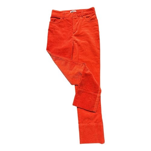 Pre-owned Ganni Straight Pants In Orange