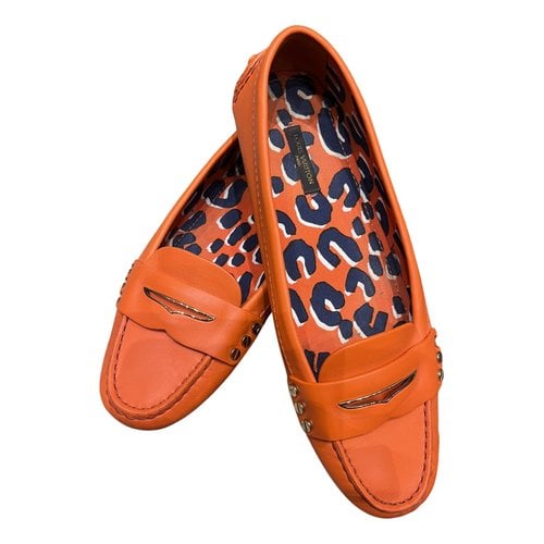 Pre-owned Louis Vuitton Leather Flats In Orange