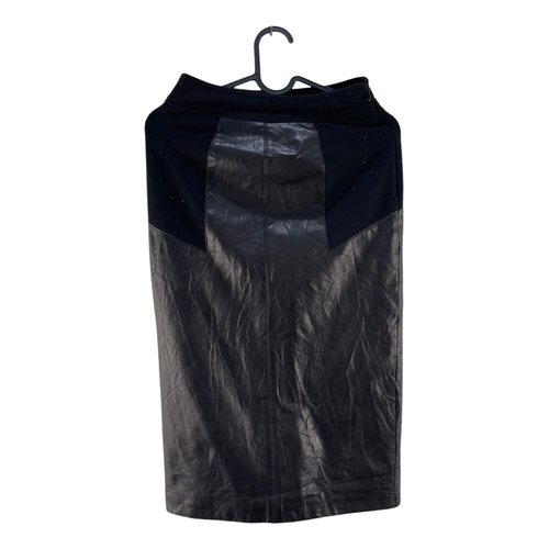 Pre-owned Diane Von Furstenberg Leather Mini Skirt In Black