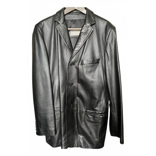 Pre-owned Pal Zileri Leather Coat In Black