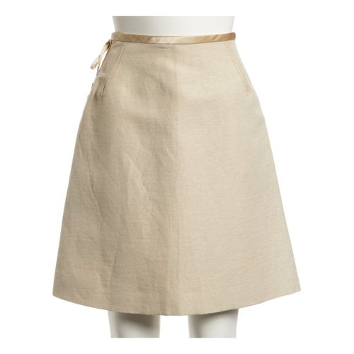Pre-owned Chloé Linen Mini Skirt In Beige