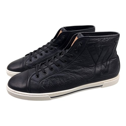 Pre-owned Louis Vuitton Leather High Trainers In Black