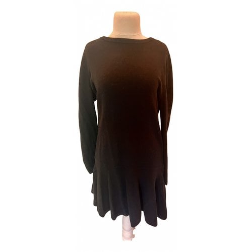 Pre-owned Ganni Wool Mid-length Dress In Black