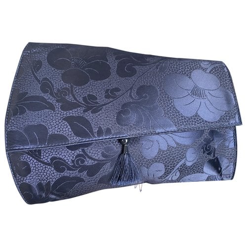 Pre-owned Versace Silk Clutch Bag In Blue