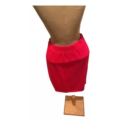 Pre-owned St John Wool Mid-length Skirt In Red