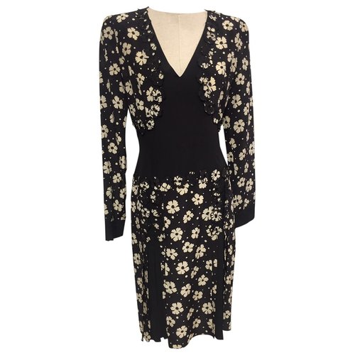 Pre-owned Bottega Veneta Silk Mid-length Dress In Black