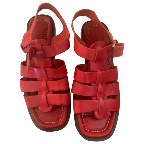 Pre-owned Max & Co Leather Sandal In Red