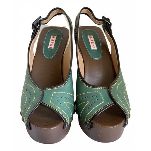 Pre-owned Marni Leather Sandal In Green