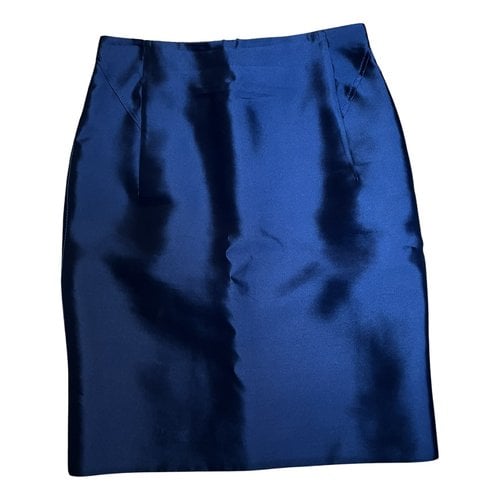 Pre-owned Alessandro Dell'acqua Silk Skirt In Navy