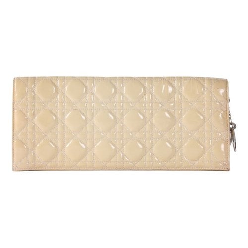 Pre-owned Dior Patent Leather Clutch Bag In White
