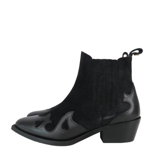 Pre-owned Fabienne Chapot Leather Ankle Boots In Black