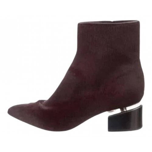 Pre-owned Alexander Wang Leather Western Boots In Burgundy