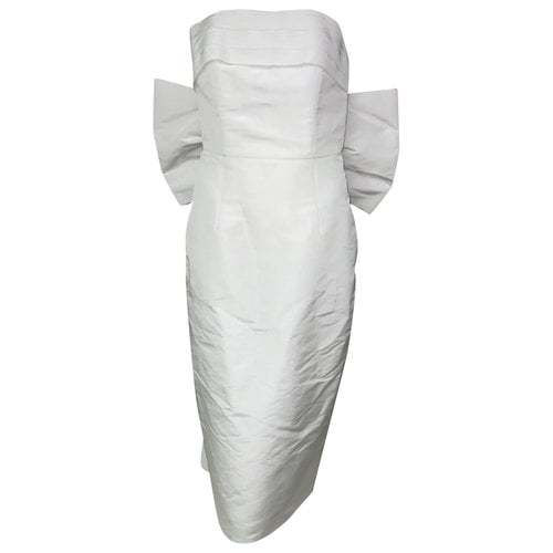 Pre-owned Alexia Maria Silk Mid-length Dress In White