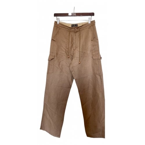 Pre-owned Fendi Linen Large Pants In Brown