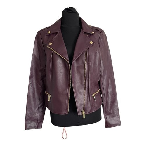 Pre-owned Michael Kors Vegan Leather Jacket In Burgundy