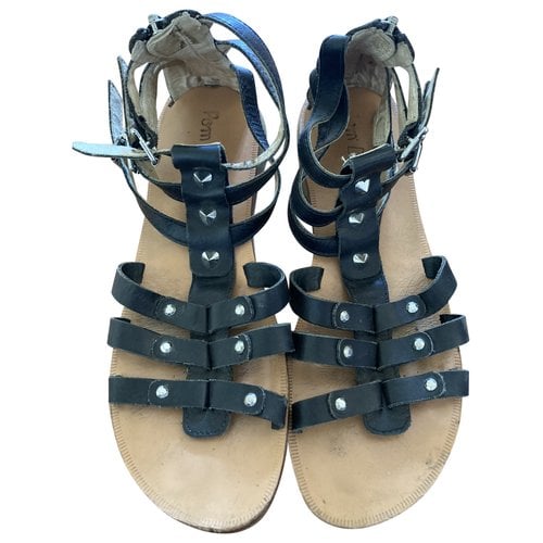 Pre-owned Pom D'api Leather Sandals In Black
