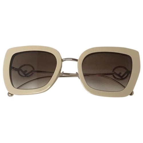 Pre-owned Fendi Aviator Sunglasses In Beige