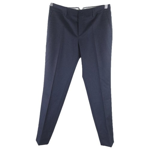 Pre-owned Chloé Stora Wool Straight Pants In Blue