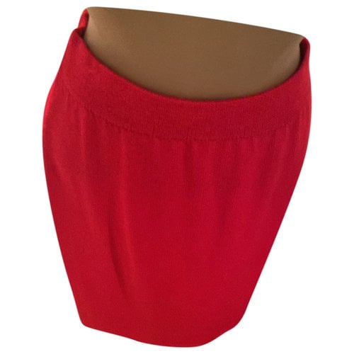 Pre-owned St John Wool Skirt In Red