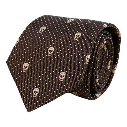 Pre-owned Alexander Mcqueen Silk Tie In Brown