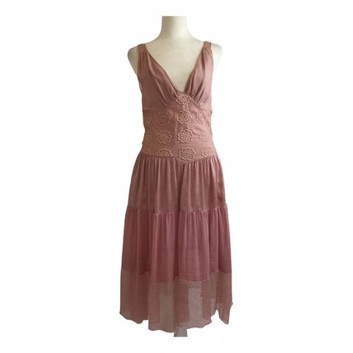 Pre-owned Anna Molinari Silk Maxi Dress In Pink