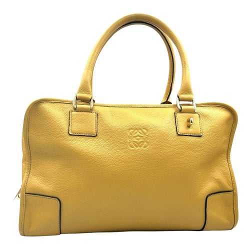 Pre-owned Loewe Amazona Leather Handbag In Yellow