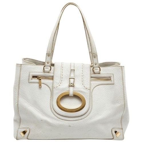 Pre-owned Dolce & Gabbana Leather Tote In White