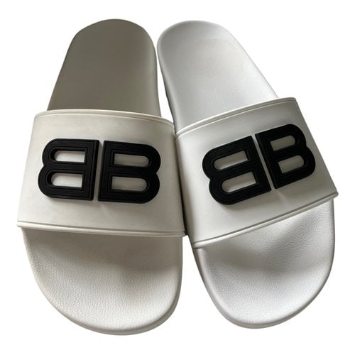 Pre-owned Balenciaga Bb Sandals In White