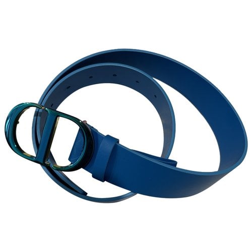 Pre-owned Dior 30 Montaigne Leather Belt In Blue