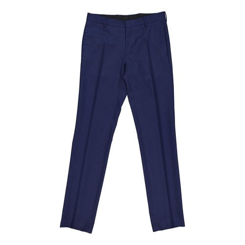 Pre-owned Dior Wool Trousers In Navy