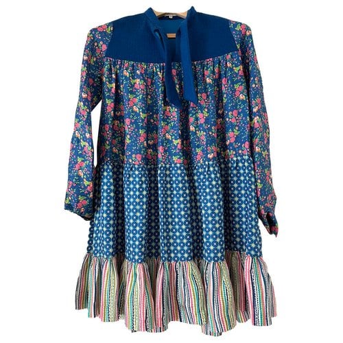 Pre-owned Manoush Silk Mini Dress In Blue