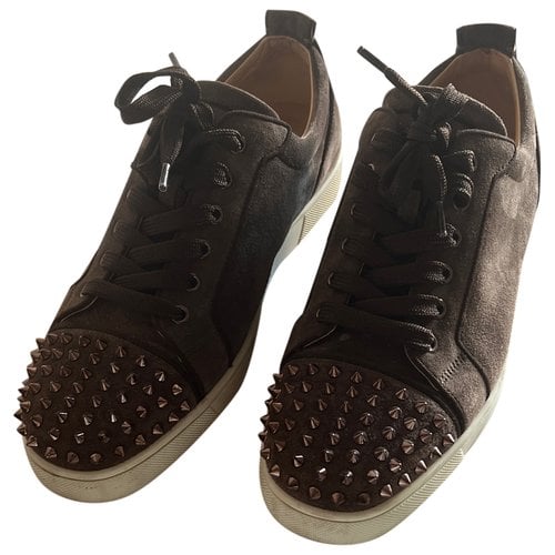 Pre-owned Christian Louboutin Louis Junior Spike Low Trainers In Brown