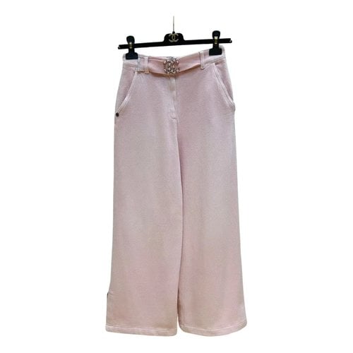 Pre-owned Chanel Cloth Straight Pants In Pink