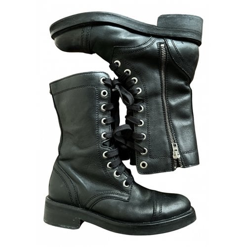 Pre-owned Diesel Leather Lace Up Boots In Black