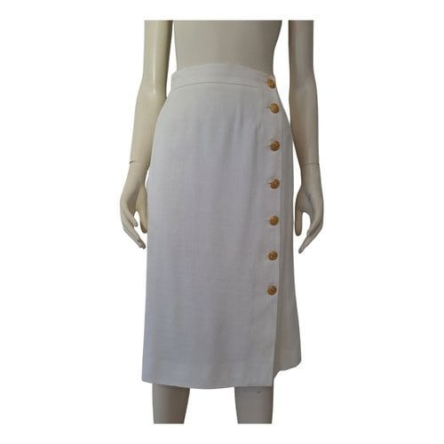 Pre-owned Celine Linen Maxi Skirt In White