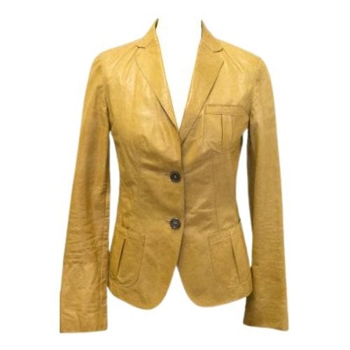 Pre-owned Hugo Boss Leather Blazer In Gold