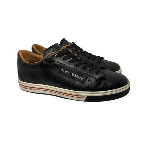 Pre-owned Dolce & Gabbana Roma Leather Low Trainers In Black