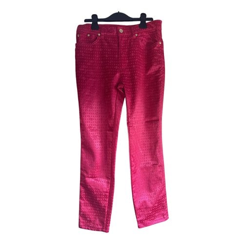 Pre-owned Roccobarocco Straight Pants In Red