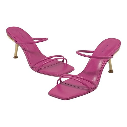 Pre-owned Cult Gaia Leather Mules In Pink